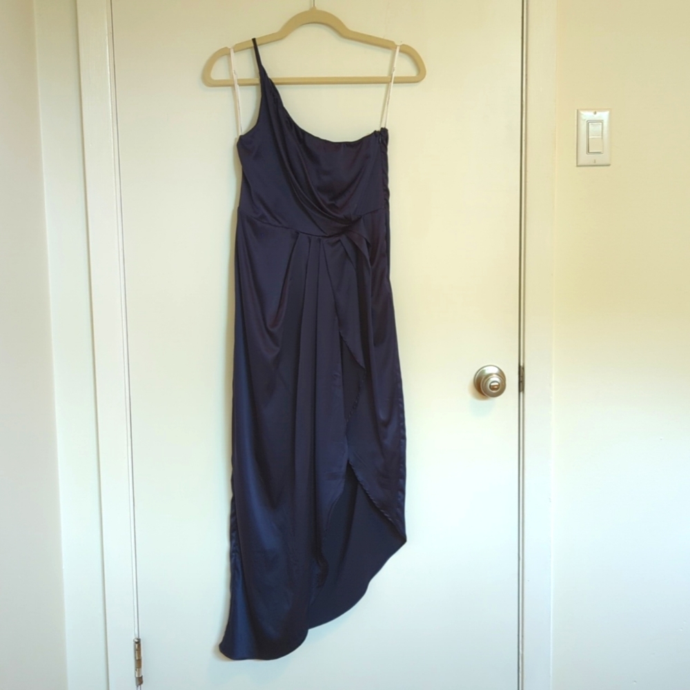 Lulu's Law of Attraction One Shoulder Asymmetrical Midi Dress